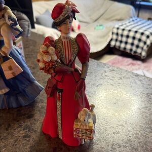 Avon Red and Gray Victorian Lady Figurine